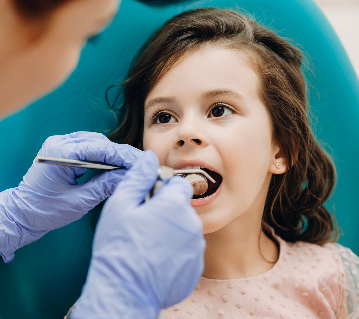 Child having a dental examination